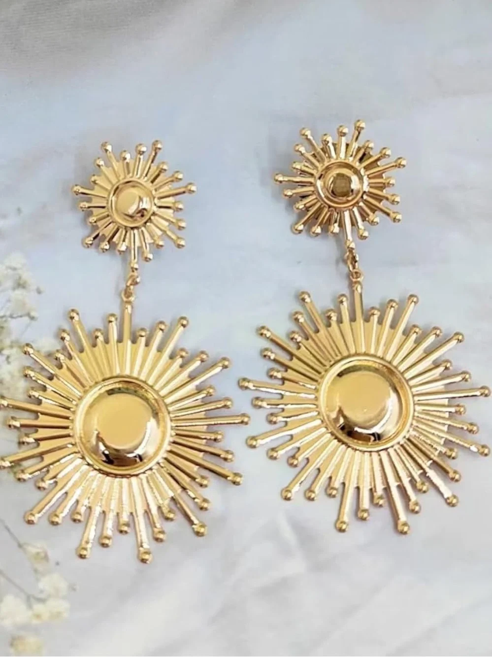 Zara Gold Sunburst Drop Earrings - Women Jewelry